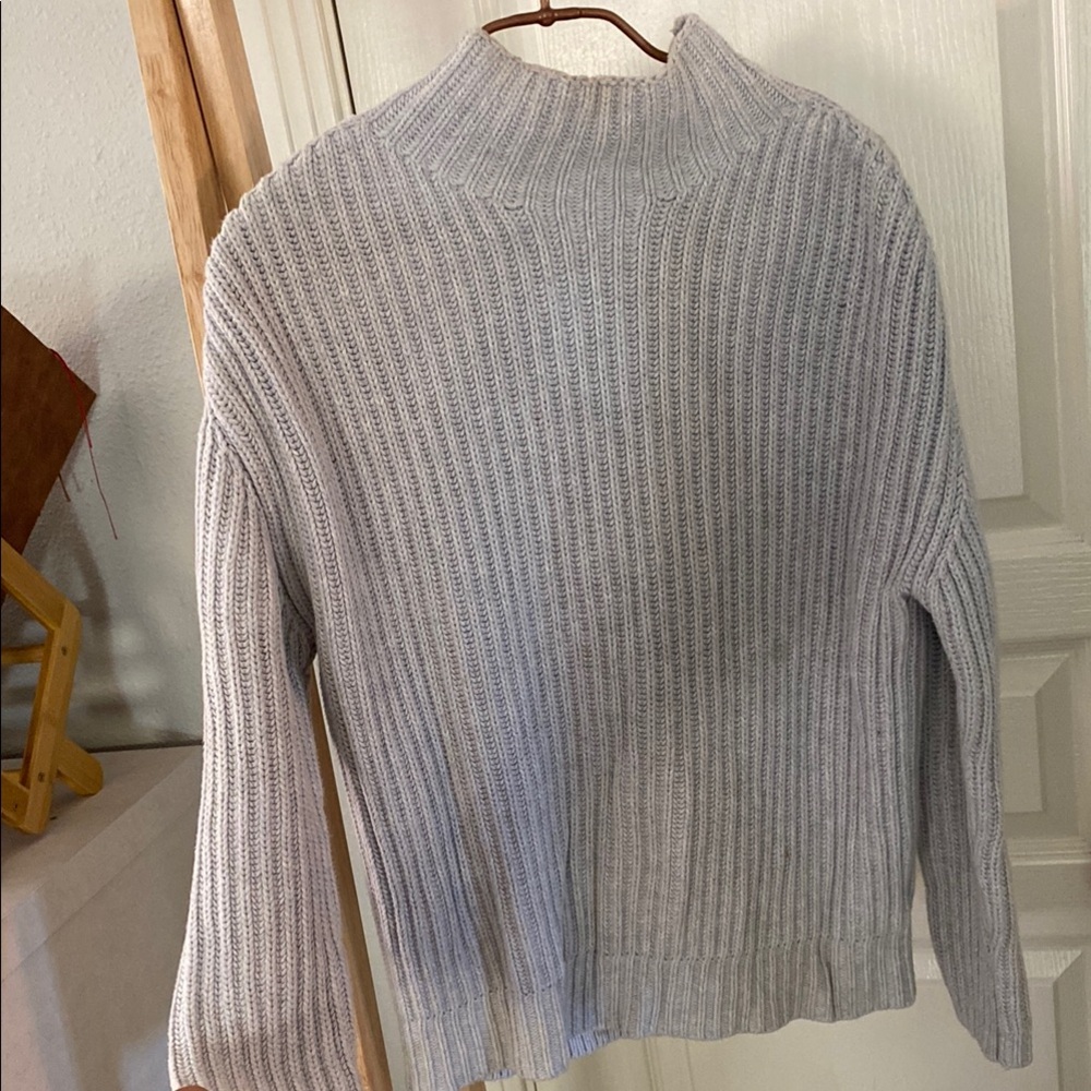 GAP Gray Cowl Neck Sweater with Ribbed Texture